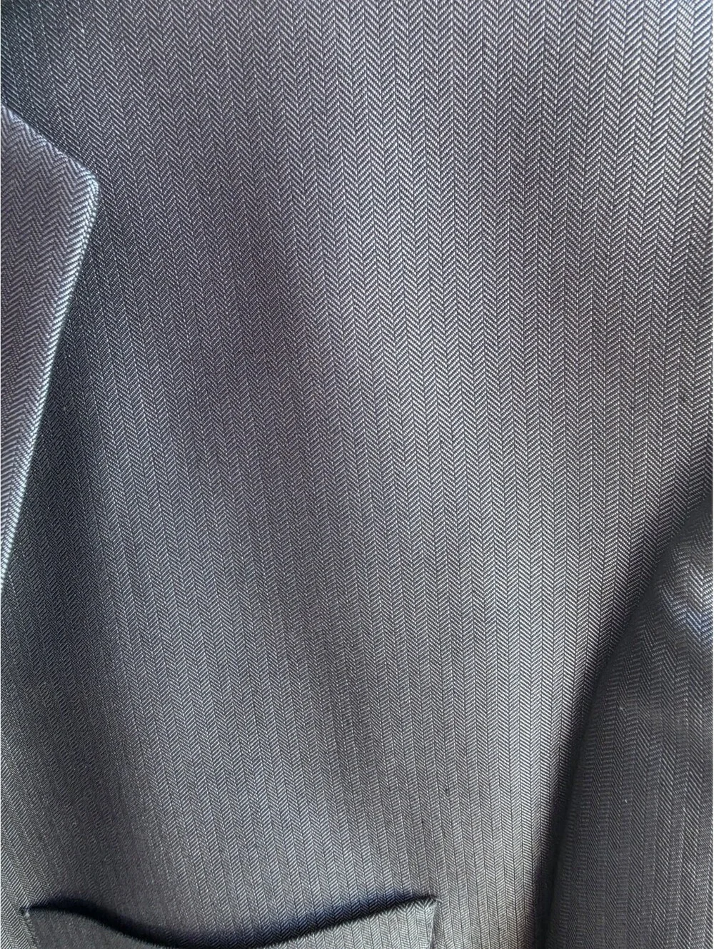 Calvin Klein Mens Blazer 46R Gray Herringbone 2 Button Sport Coat Suit Jacket